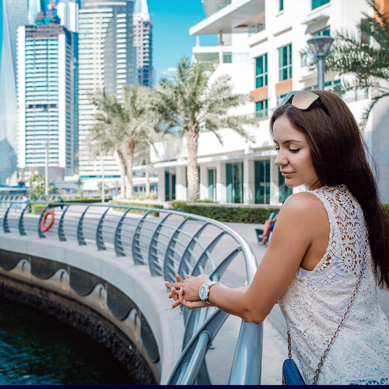 A lady enjoying Dubai view